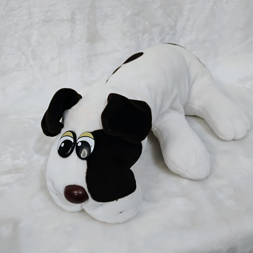 Vtg 1985 Tonka Pound‎ Puppies Puppy 17" White Brown Spots Plush Stuffed Toy Dog